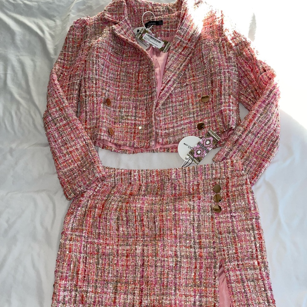 COPY - Boohoo pink suit skirt set size 10.not sold